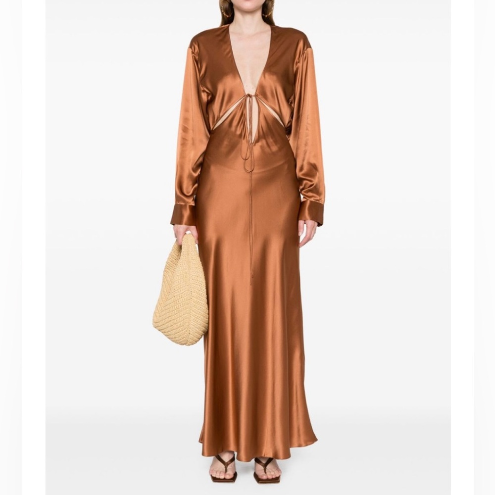 Christopher Esber Triquetra Cutout Silk Maxi Dress Size AU 8 US 4
